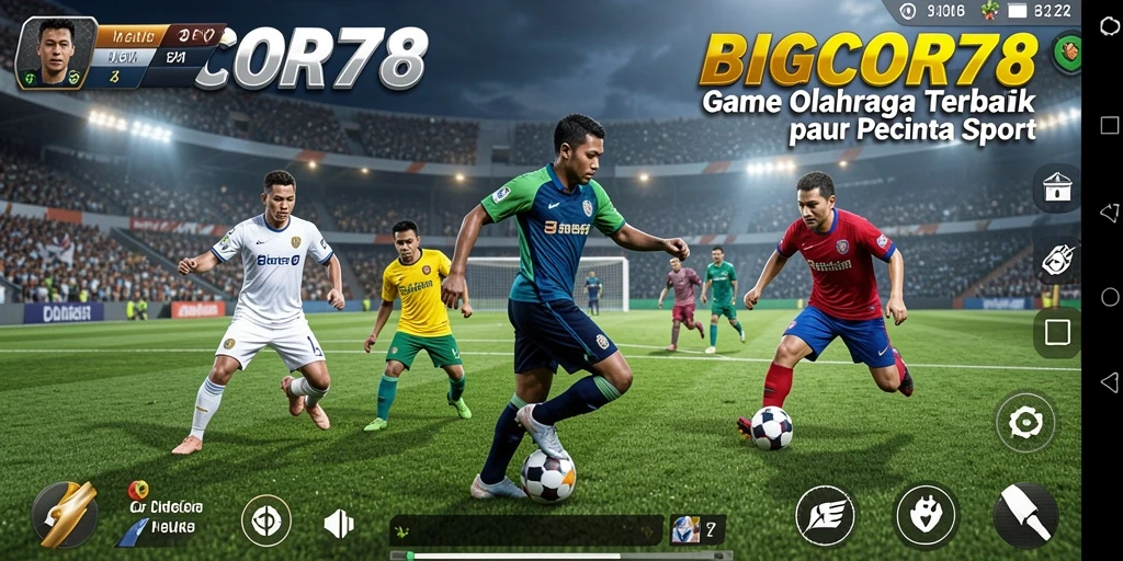 Screenshot utama BIGCOR78 menunjukkan keasyikan gameplay olahraga yang mendebarkan.