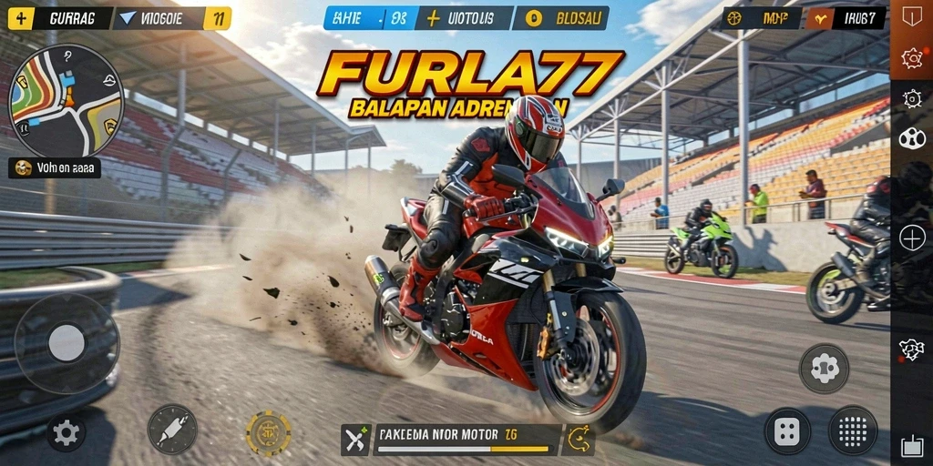 Gambaran menarik gameplay balapan motor yang seru dan mendebarkan.