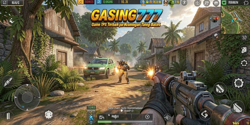 Tampilan screenshot menampilkan aksi seru dalam gameplay TPS GASING777.
