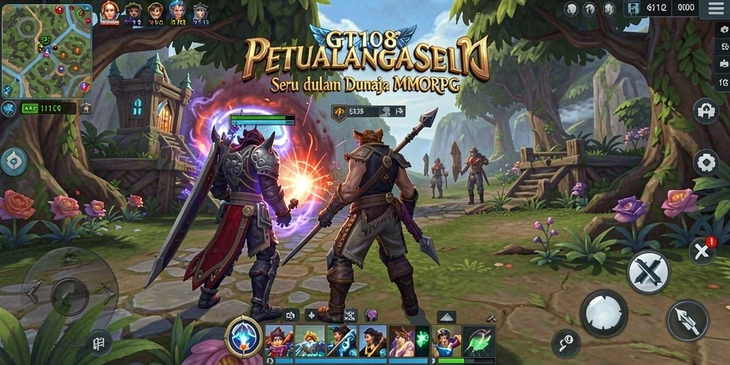 Tampilan gameplay GT108 yang menakjubkan dalam dunia MMORPG yang luas.