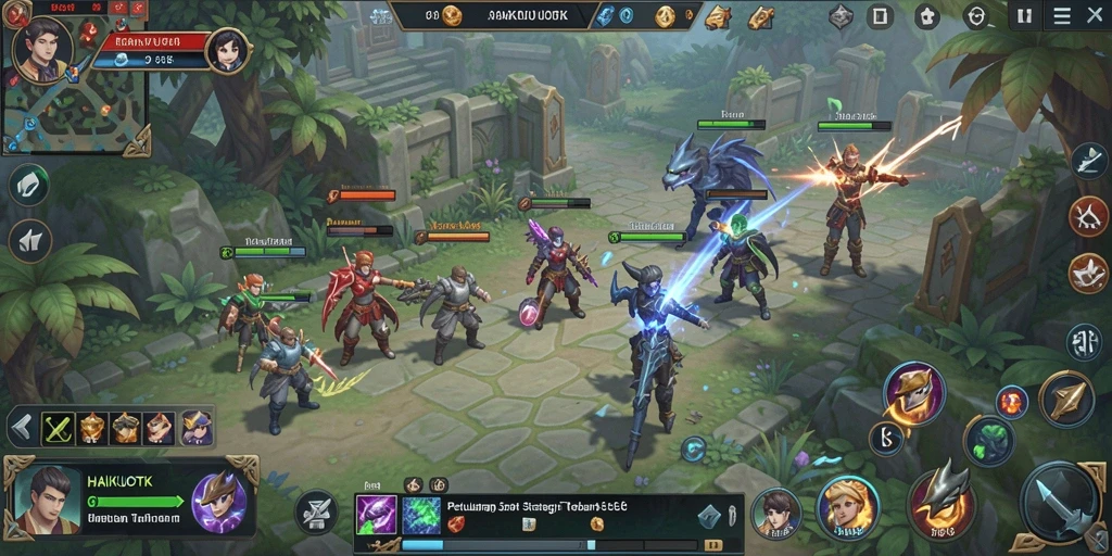 Screenshot menarik dari gameplay HAIKUOTK yang menunjukkan strategi dan pertempuran.
