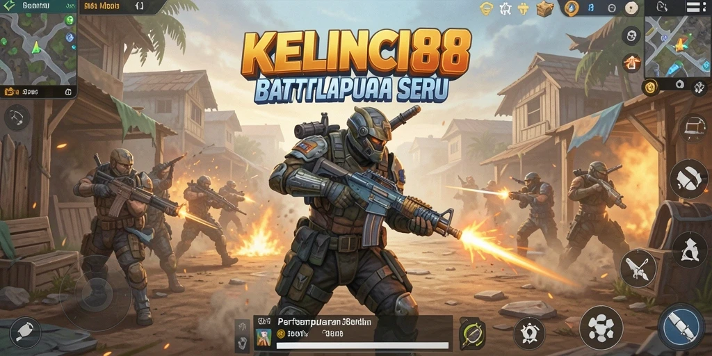 Gameplay seru KELINCI88 dalam suasana pertempuran Battle Royale.