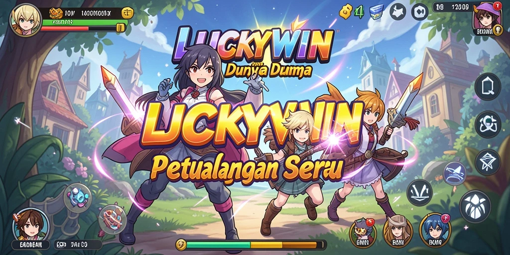 Tampilan gameplay LUCKYWIN yang penuh warna dan karakter animasi.