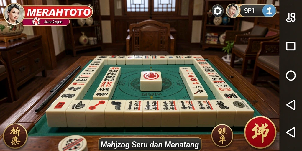 Tampilan gameplay seru MERAHTOTO yang penuh tantangan Mahjong.