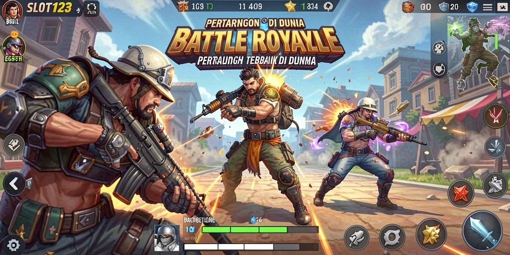 Gameplay mendebarkan di arena pertarungan Battle Royale.