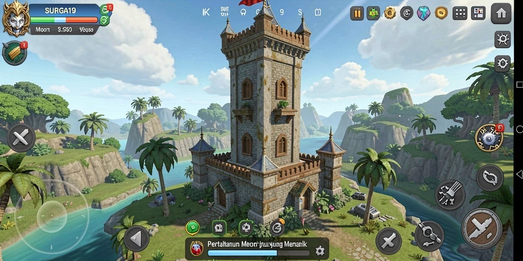 Tampilan gameplay SURGA19 yang menegangkan dengan strategi pertahanan.